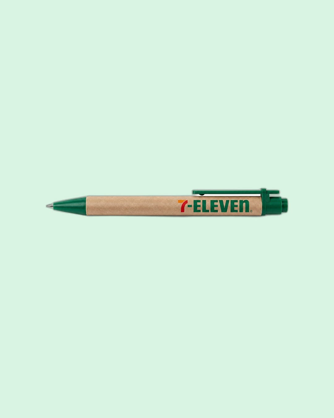 7-Eleven — Recycled-kraft pens trio (green, orange, red)