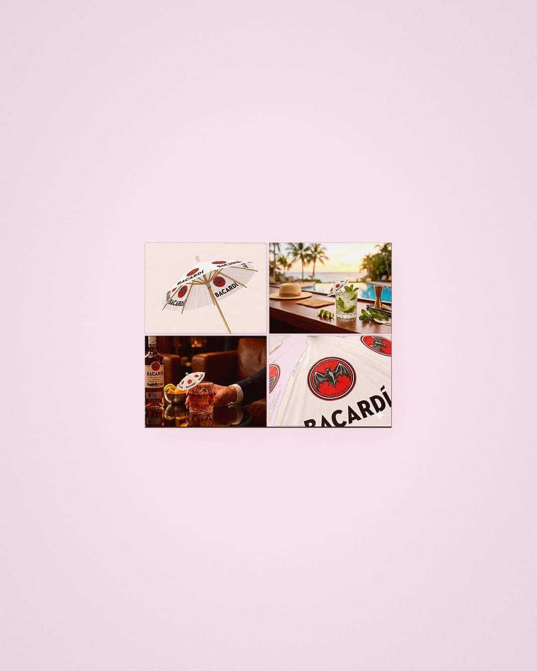 Bacardi — Bacardi cocktail umbrella display