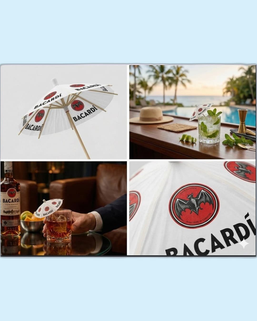 Bacardi — Cocktail umbrella display