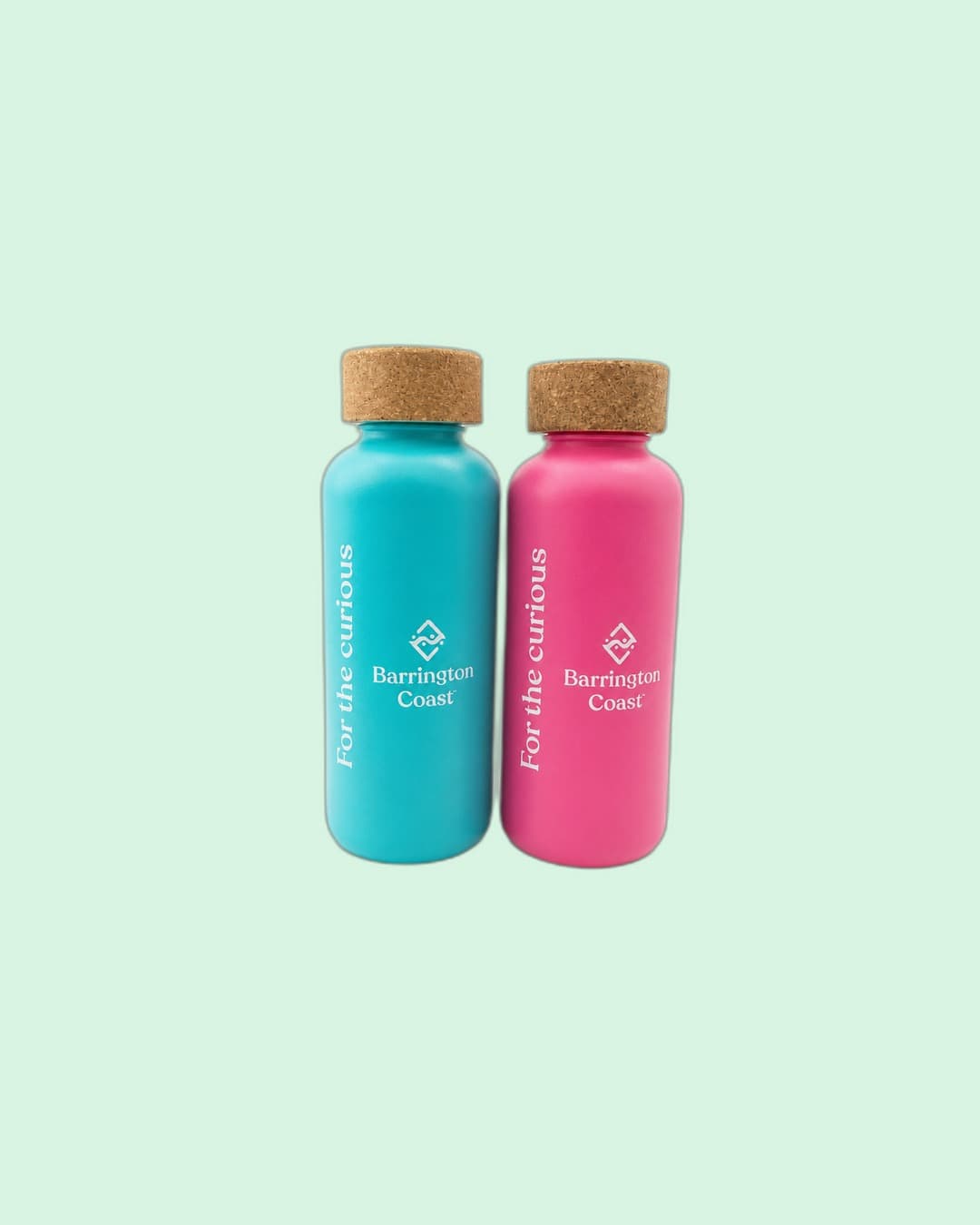 Barrington Coast — Turquoise and pink cork-stopper water bottles
