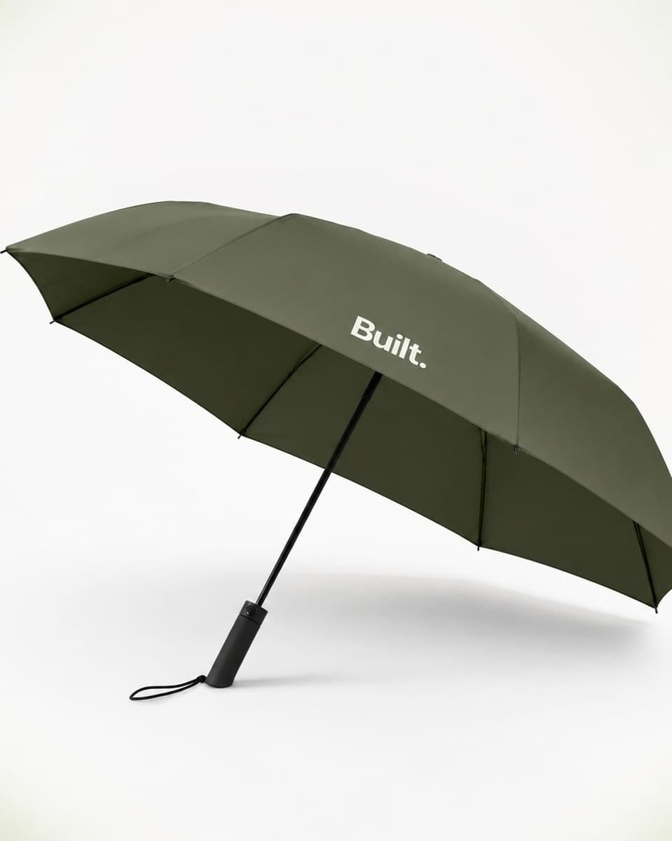 Built — Charcoal golf umbrella with orange Built. print