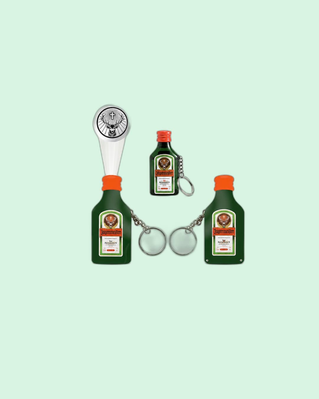 Jägermeister — Mini-bottle projector keychain with stag emblem