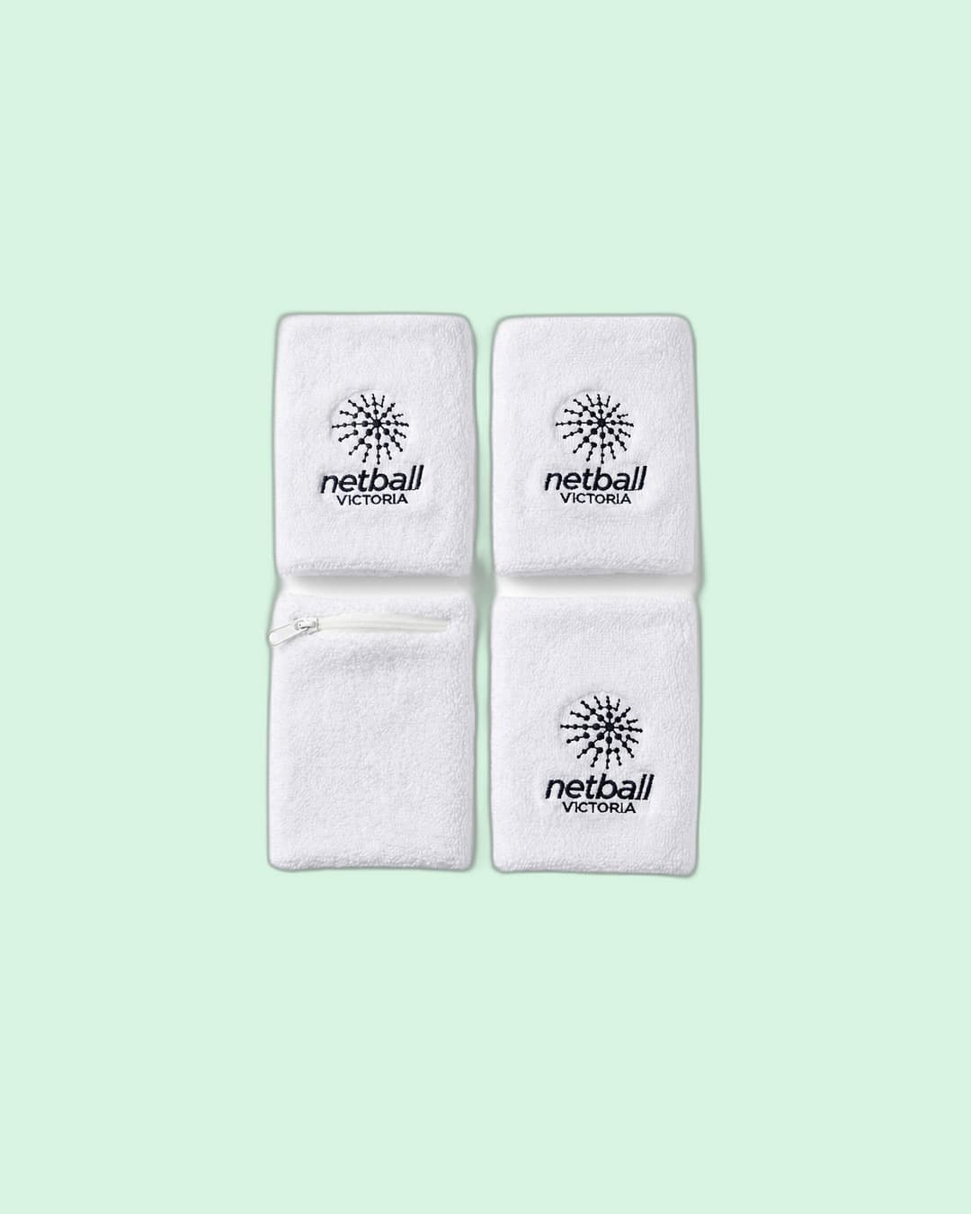 Netball Victoria — Netball Victoria player wristband set (4-piece, one with zipper)