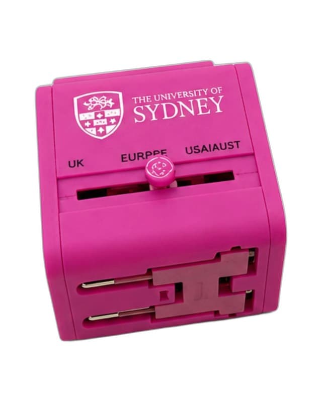 The University of Sydney — pink universal travel adapter