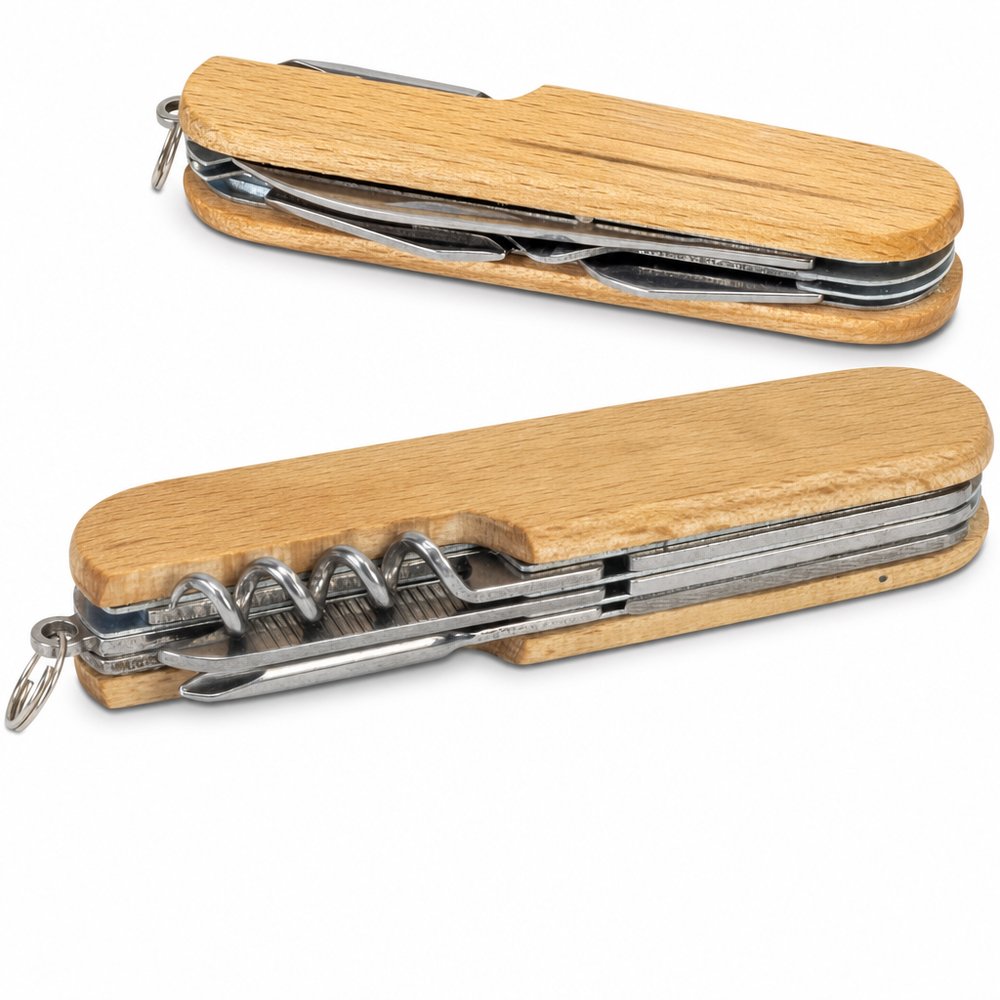 Beech Wood Swiss-Style Pocket Knife