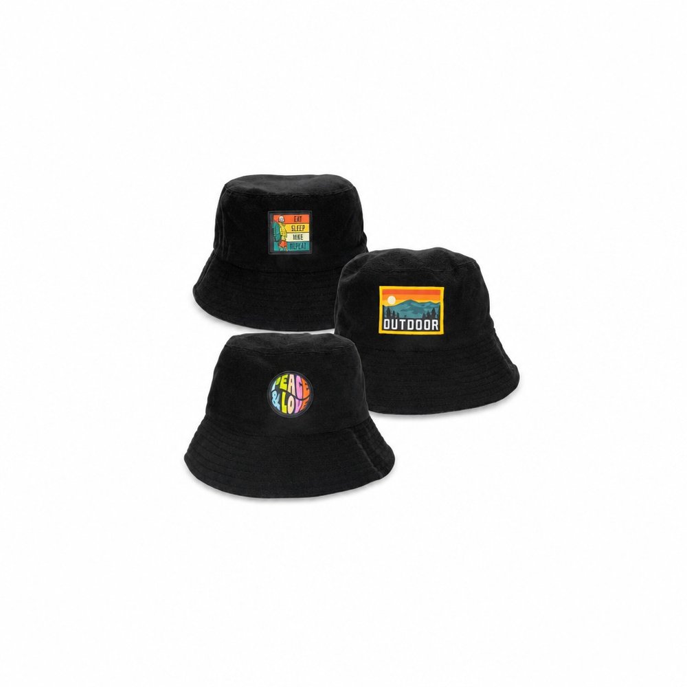 Terry Towelling Bucket Hat with Custom Patch