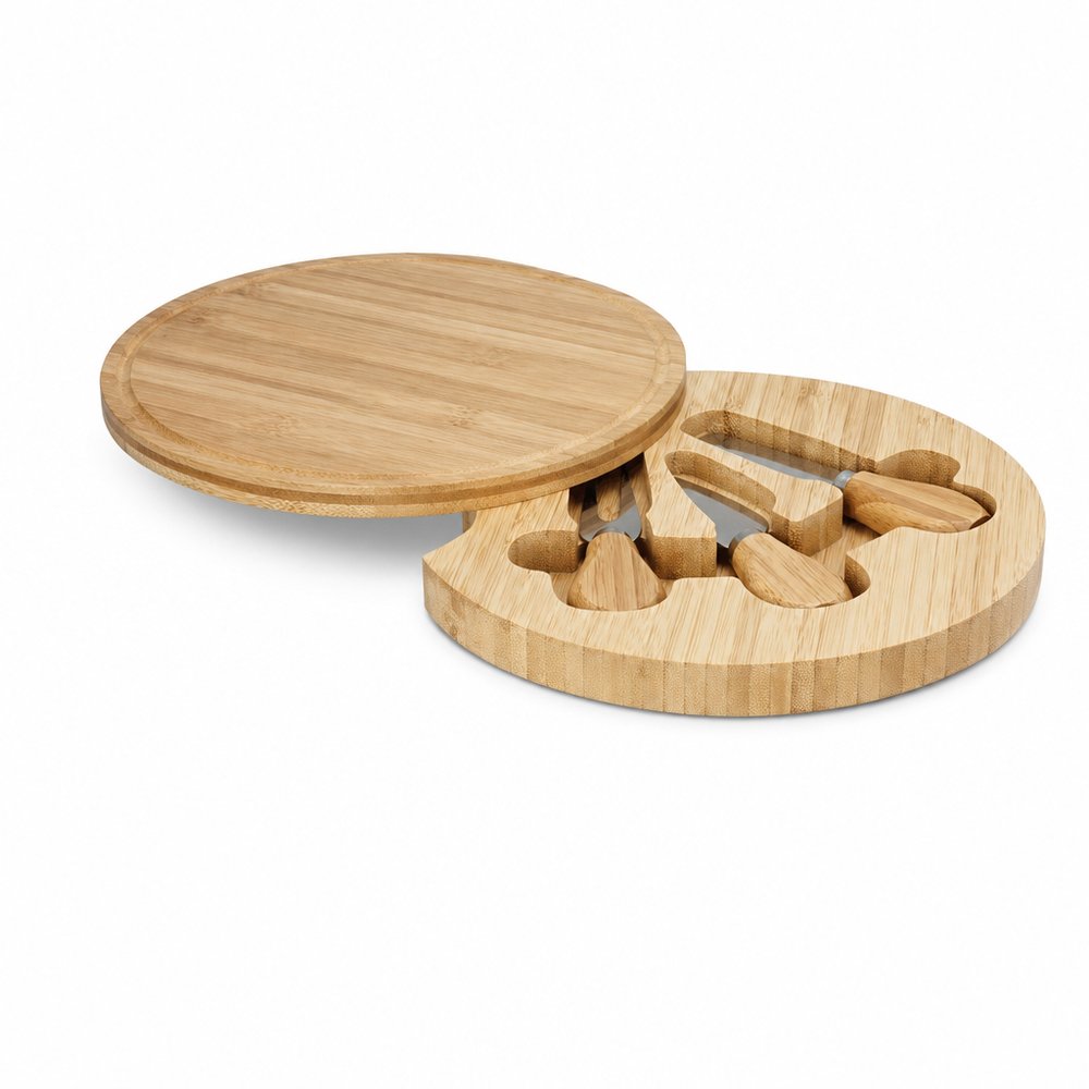Engraved Bamboo Cheese Board with Knife Set