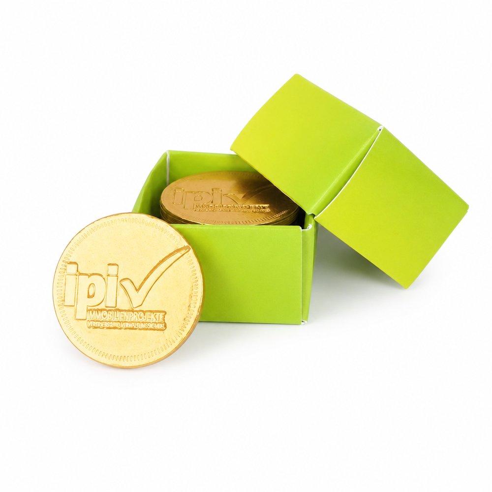 Custom Foil Chocolate Coins In Printed Mini Box