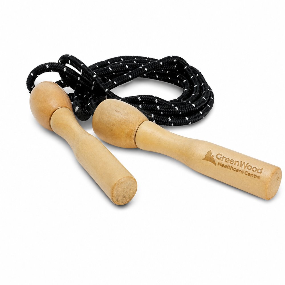 Branded Wooden Handle Skipping Rope — 2.23m