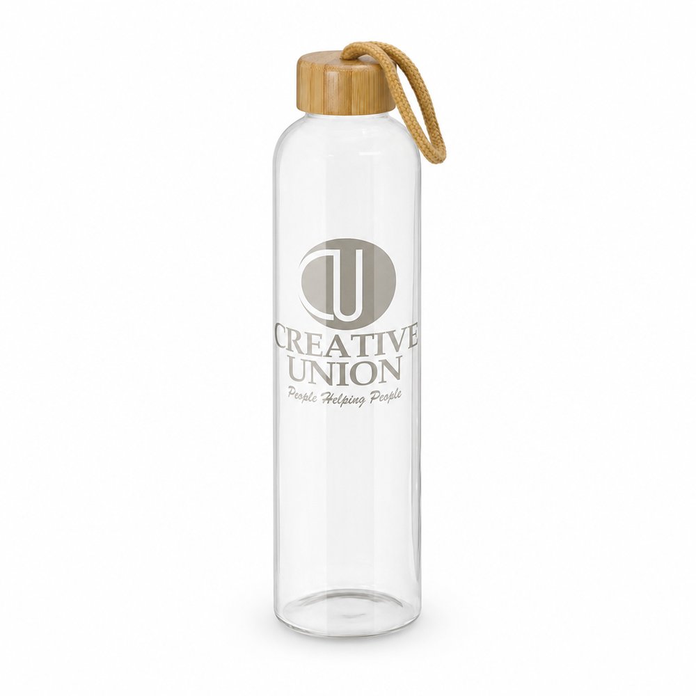 Bamboo Glass Drink Bottle 600ml — Branded