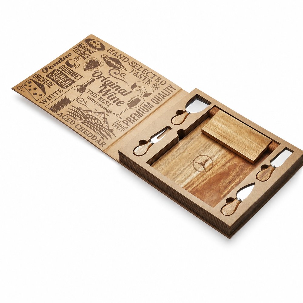 McCurio Acacia Cheese Board & Knife Set