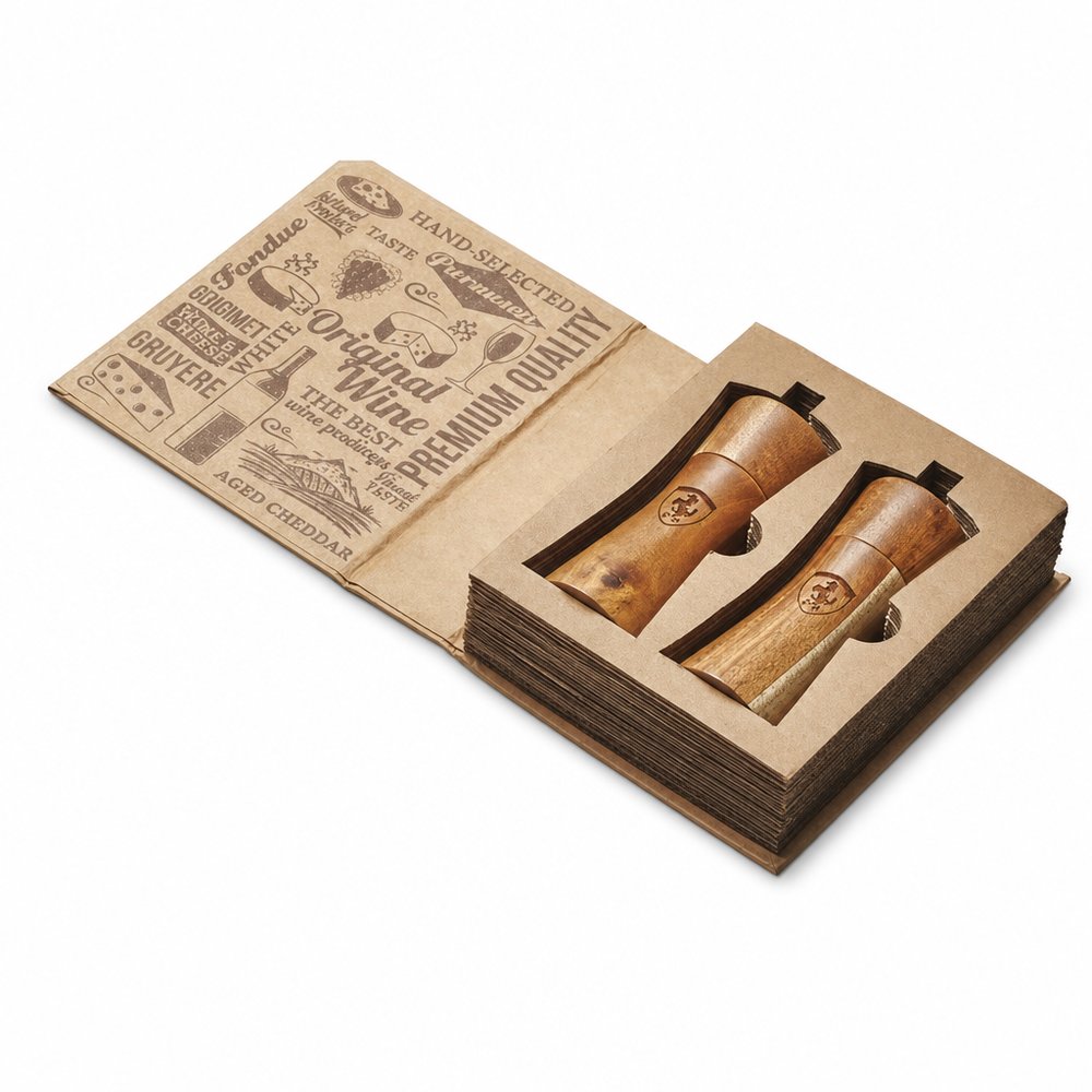 Acacia Wood Salt and Pepper Grinder Set with Gift Box