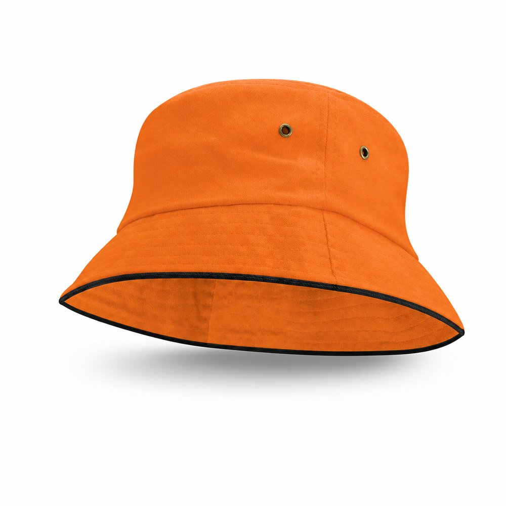 Branded Bucket Hat with Black Sandwich Trim