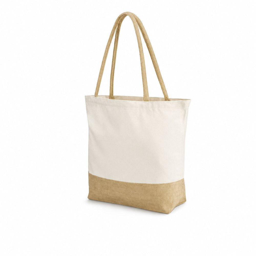 Jute & Cotton Canvas Tote Bag, Branded