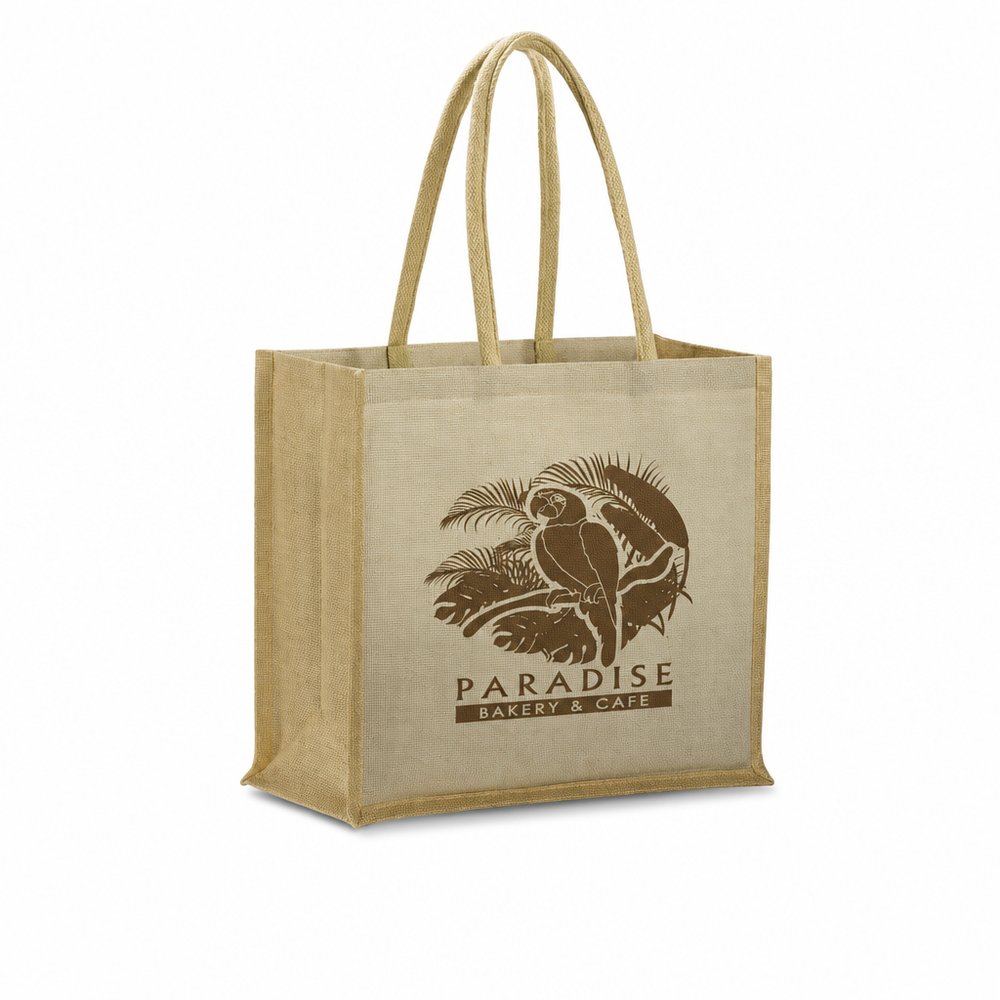 Large Jute Tote Bag, Custom Printed