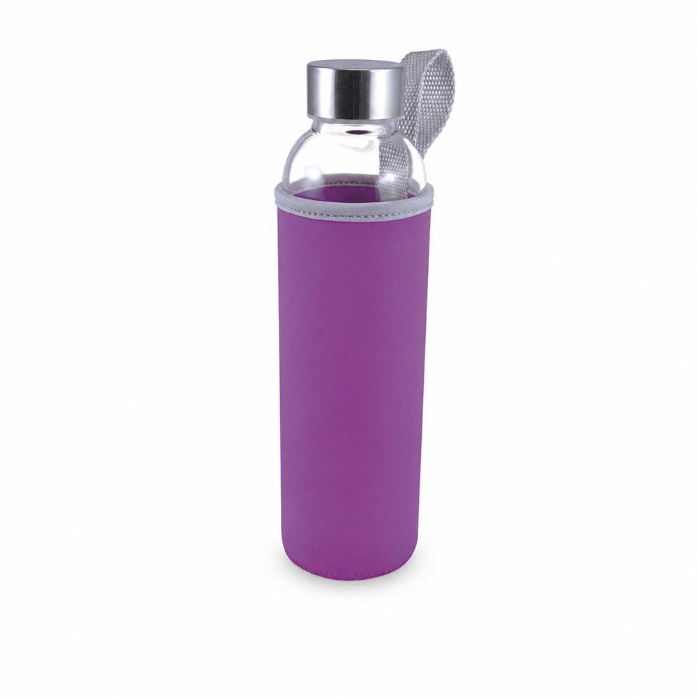 Mecca Borosilicate Glass Drink Bottle with Neoprene Sleeve 550ml