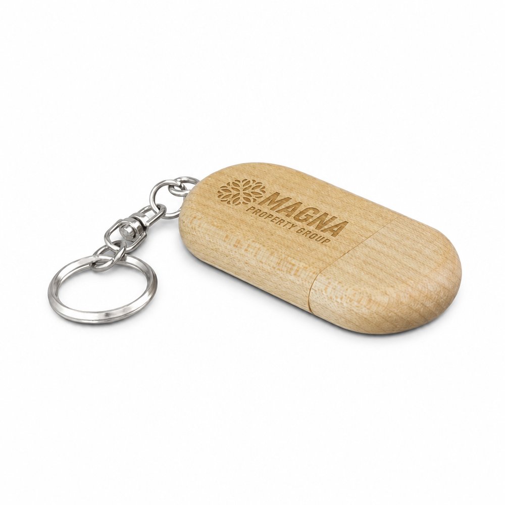 Eco-Friendly Bamboo Keyring USB Flash Drive 4GB