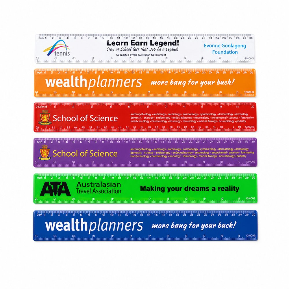 Branded 30cm Transparent Ruler — Frosted Stationery