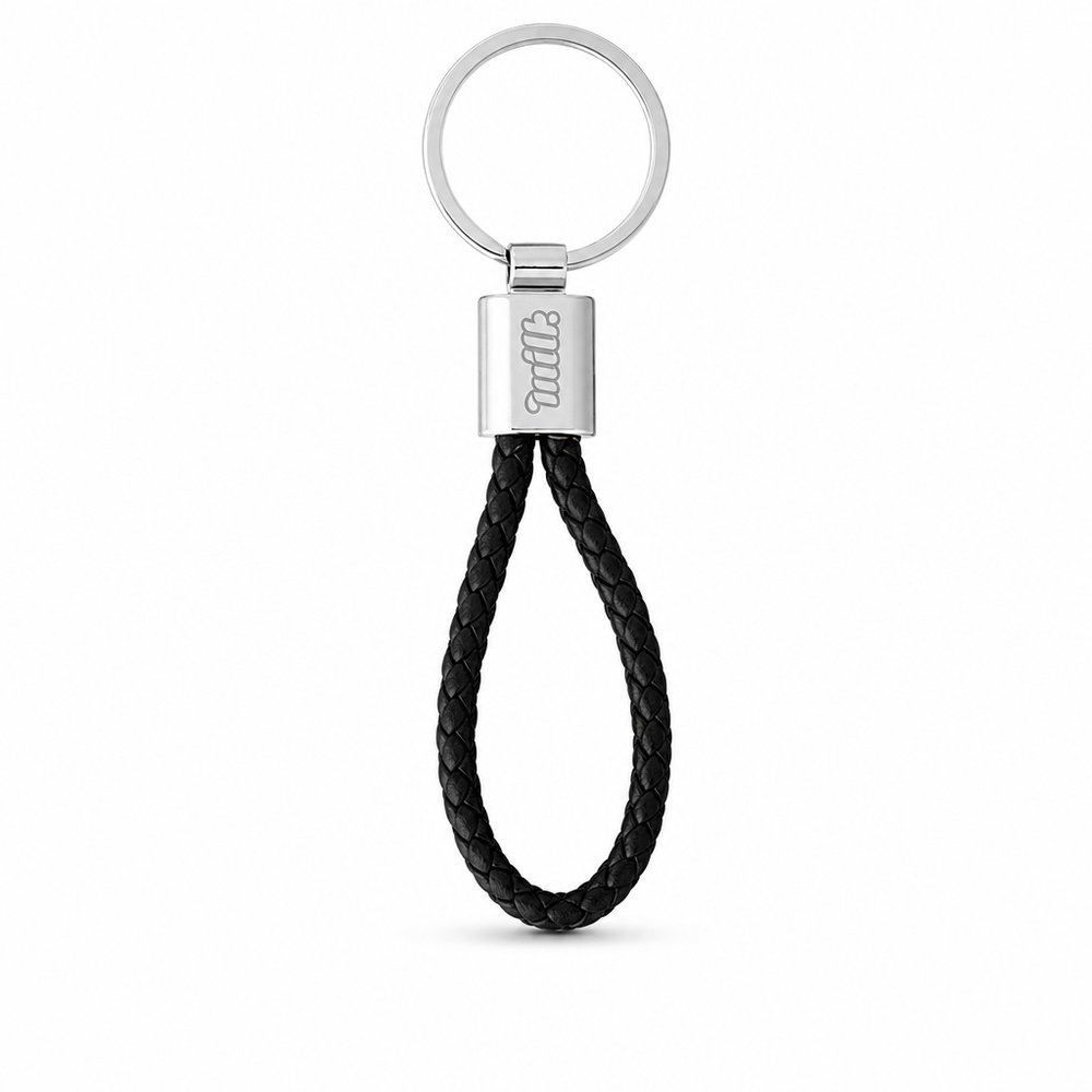 Faux Leather Keyring with Engraved Logo Tag