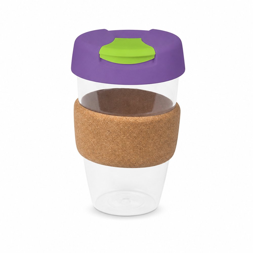 Clear Reusable Coffee Cup with Cork Band 535ml