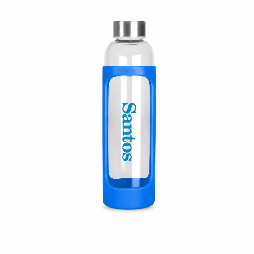 Glass Drink Bottle with Silicone Sleeve, 600ml