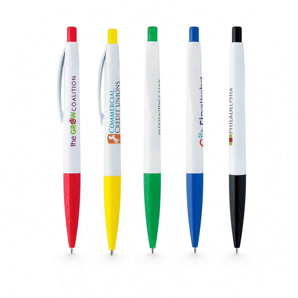 Branded White Accent Retractable Ballpoint Pen