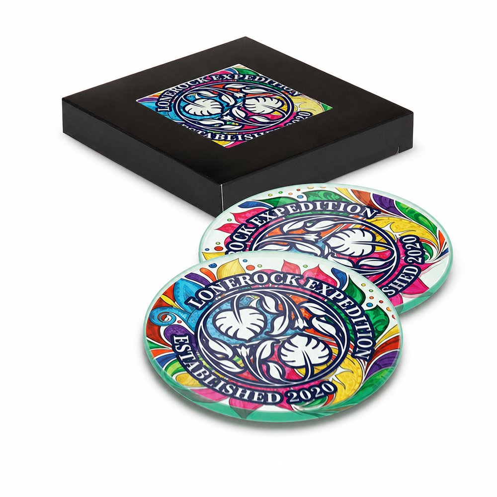 Round Glass Coasters, Full Colour Print — Set of Two