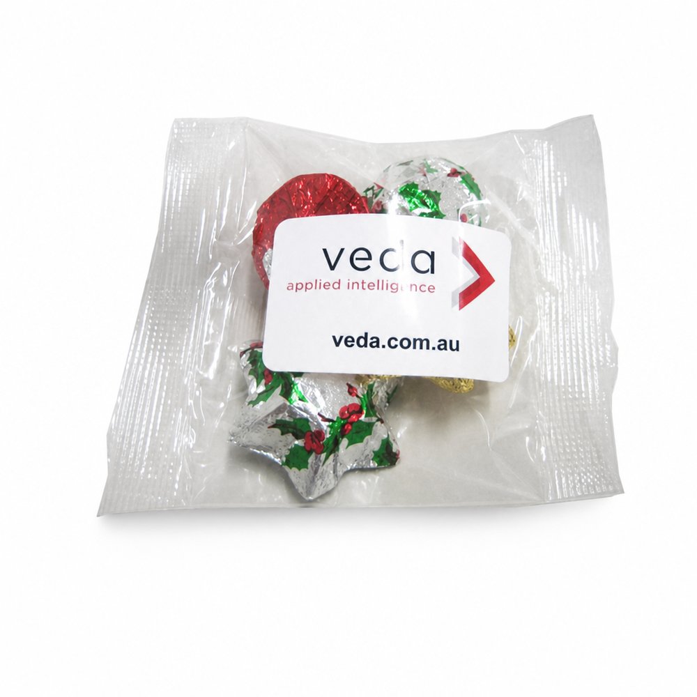 Custom Star & Bell Christmas Chocolate Bag 30g