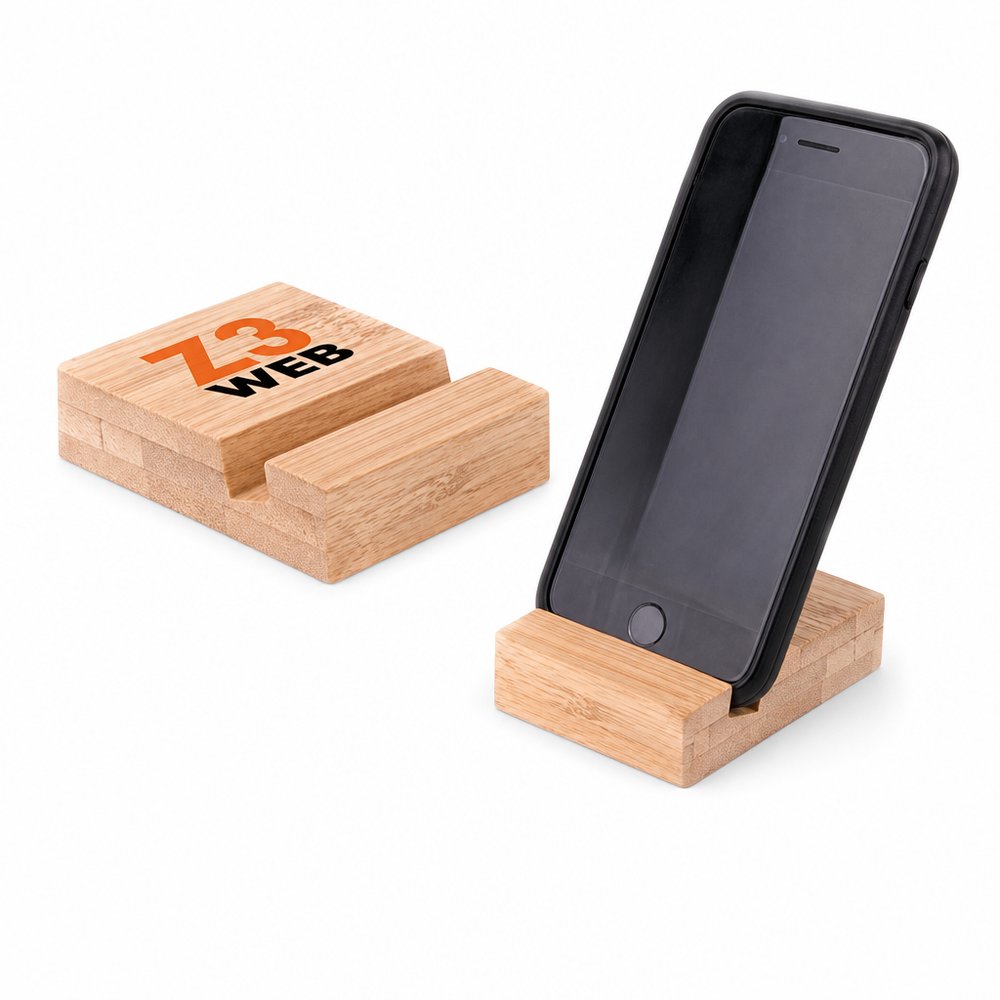 Bamboo Phone Stand — Engraved Desk Holder