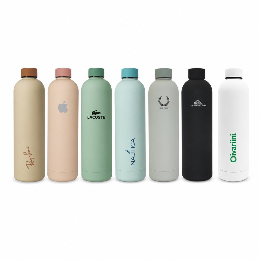 Double Walled 1L Drink Bottle, Matt Rubber Finish