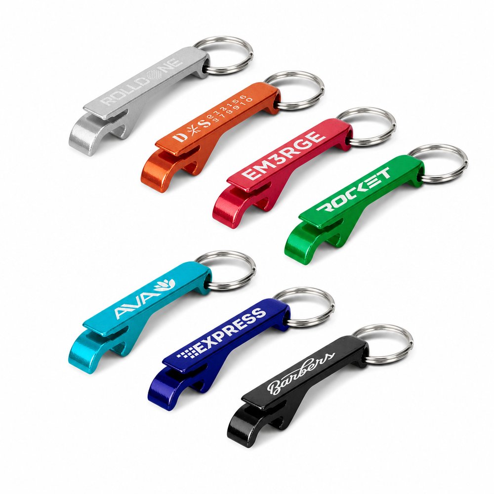 Aluminium Bottle Opener Keyring — Branded