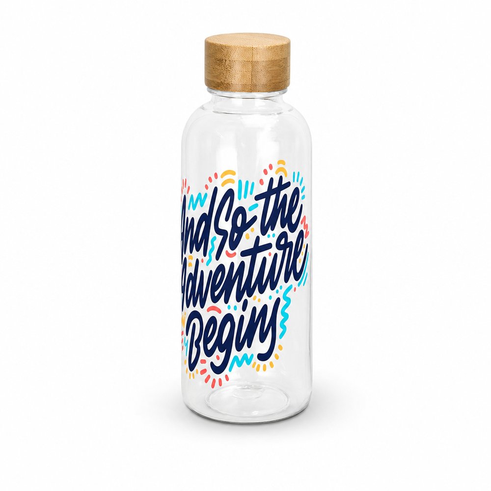 Recycled RPET Drink Bottle with Bamboo Lid, 650ml