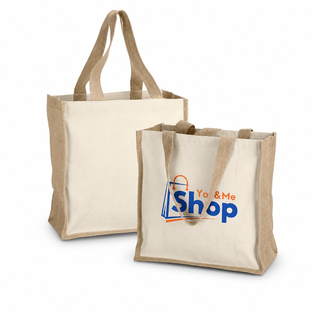 15L Jute & Cotton Tote Bag, Branded