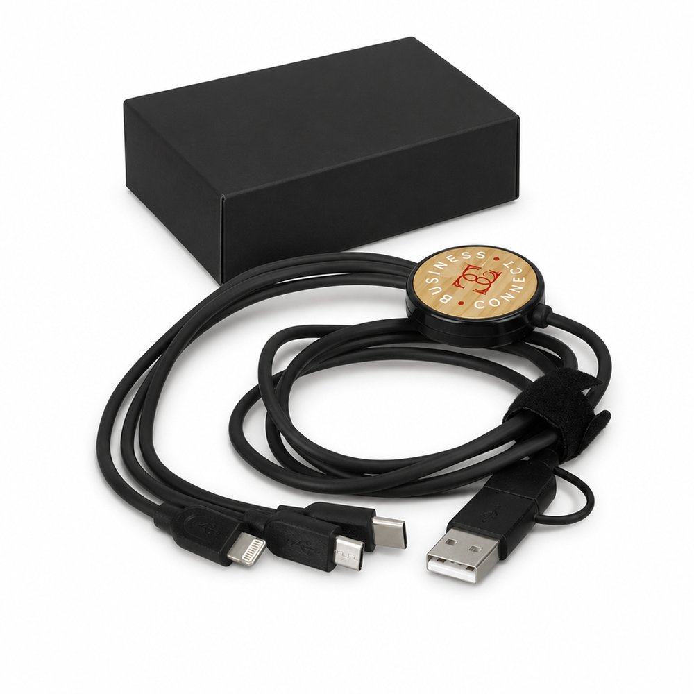 Bamboo Triple Output Charging Cable, Branded