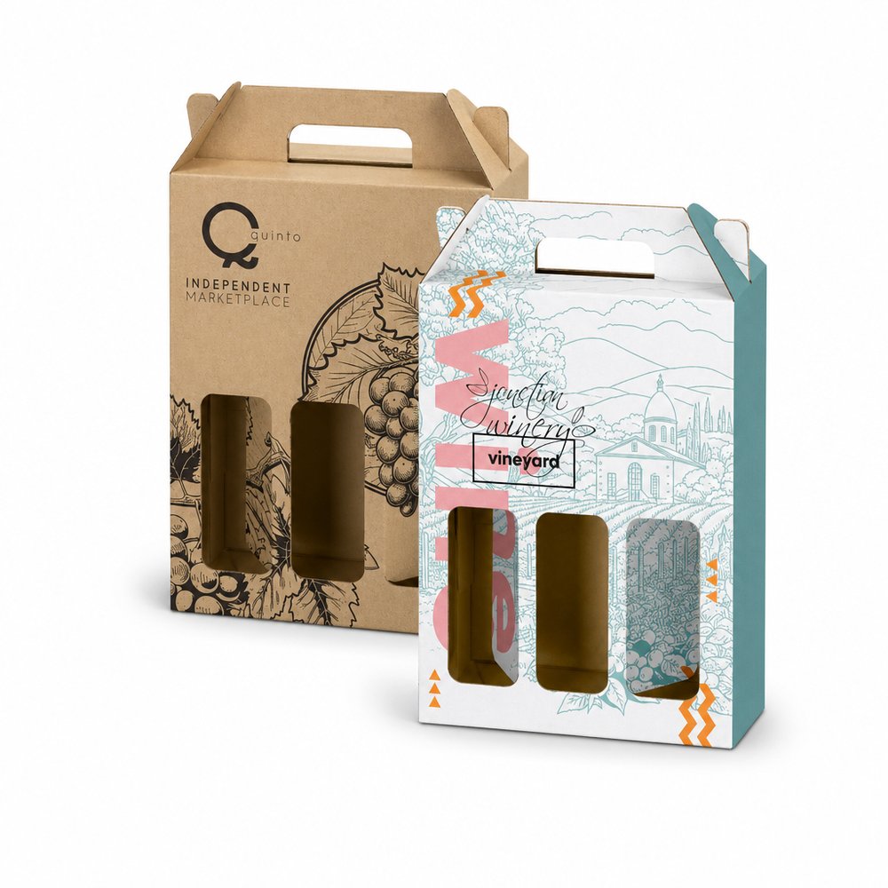 Triple Wine Presentation Box with Carry Handle
