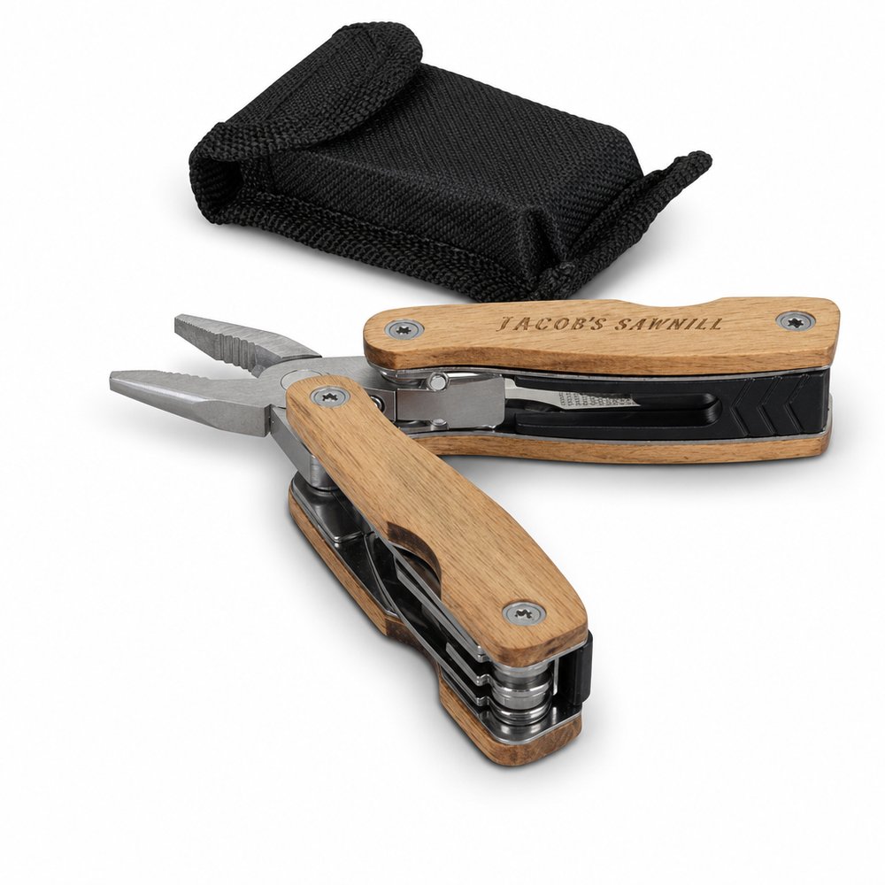 Branded 9-Function Multi Tool with Beech Wood Handles