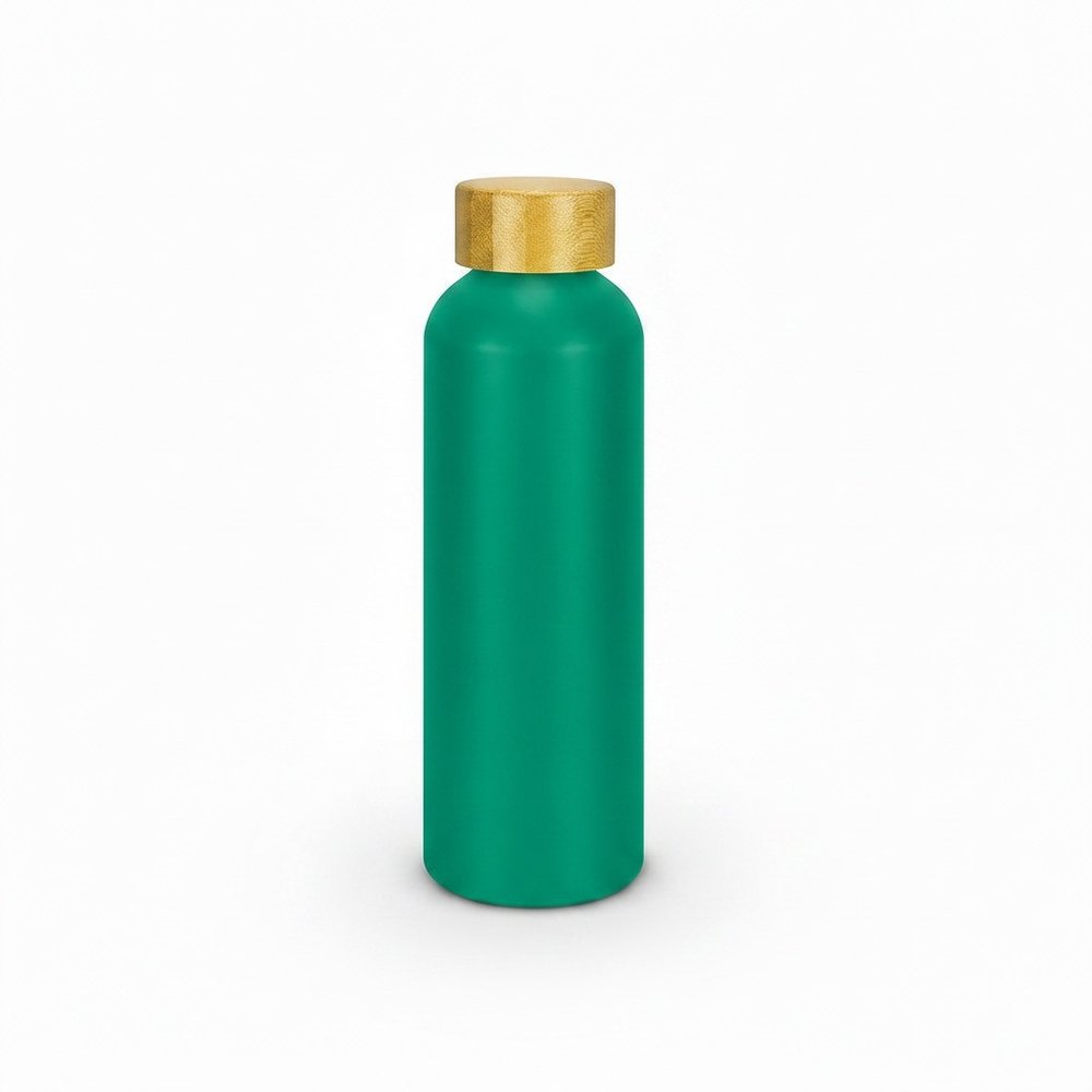 Recycled Aluminium Drink Bottles (600ml, Bamboo Lid, Satin Finish)