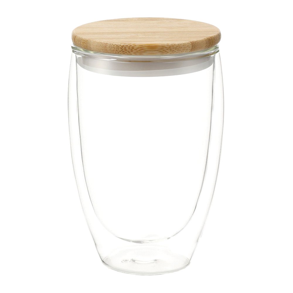 Easton Double-Wall Glass Cup with Bamboo Lid