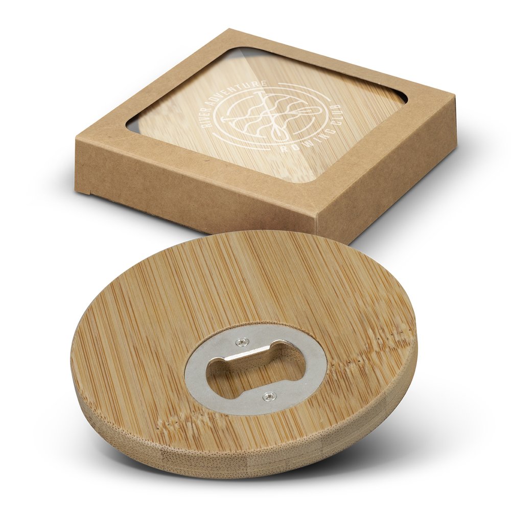 Bamboo Coaster & Bottle Opener Gift Set