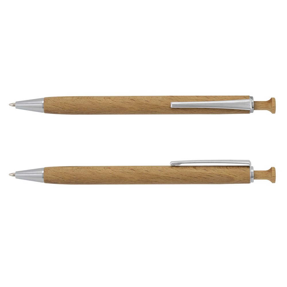 Beech Wood Ballpoint Pen with Chrome Accents