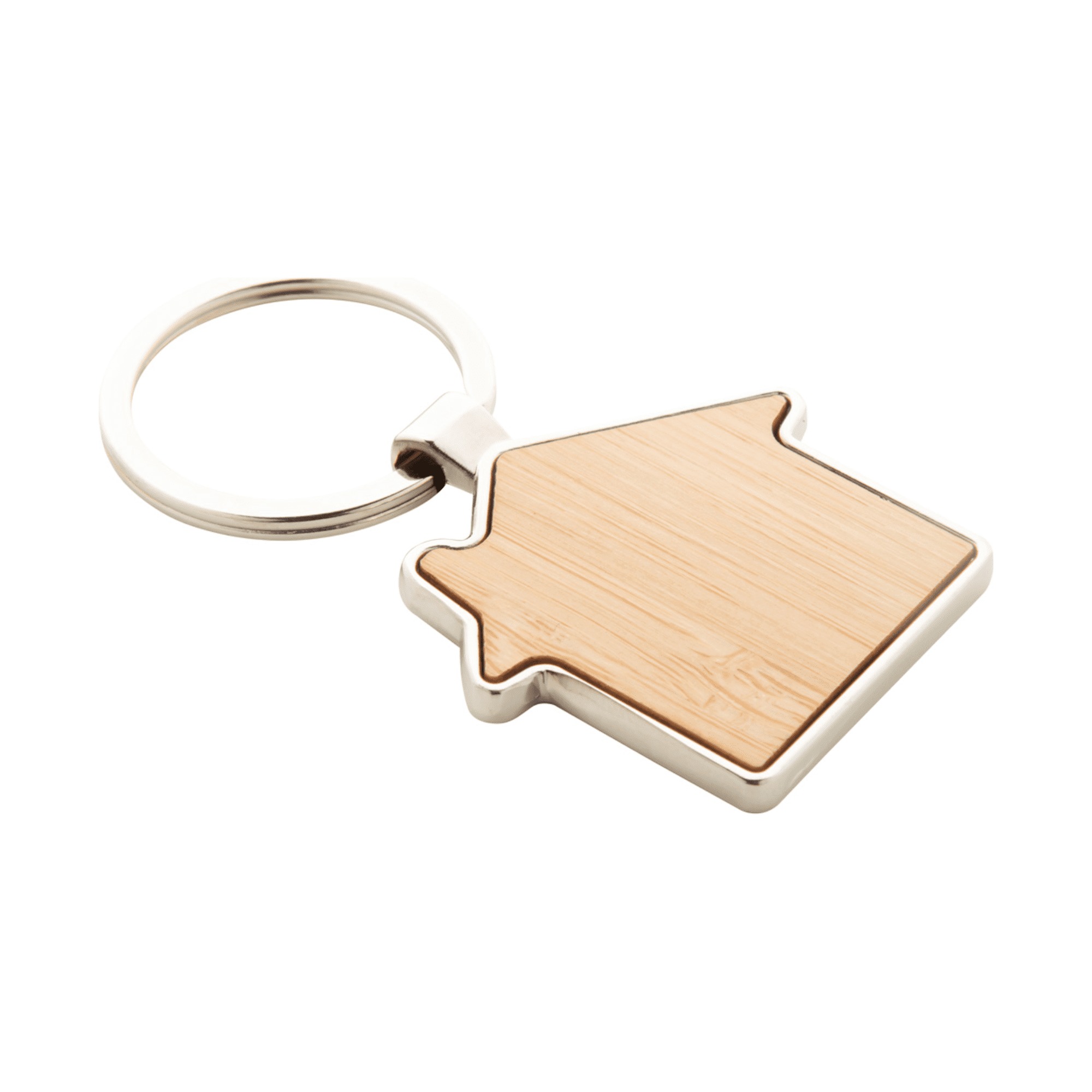 Bamboo House Keyring with Silver Trim