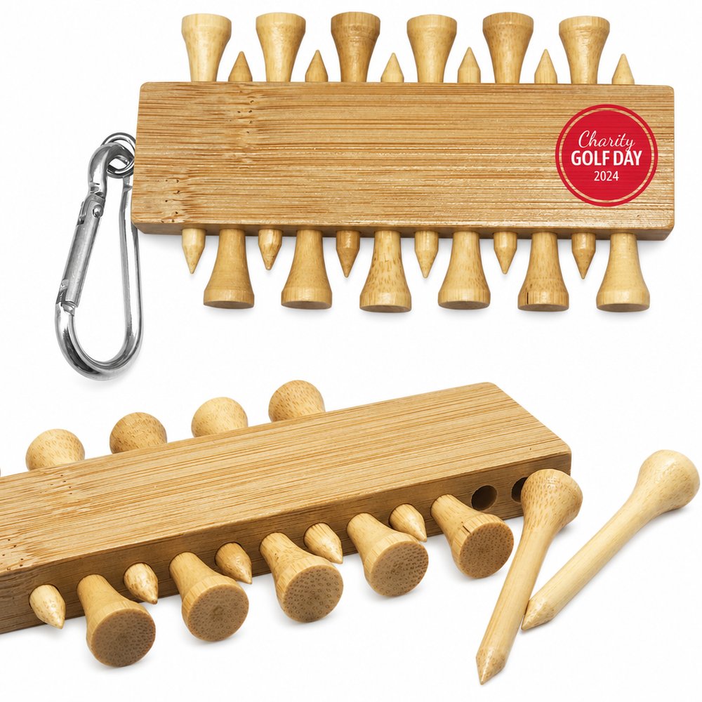 Bamboo Golf Tee Set with Carabiner