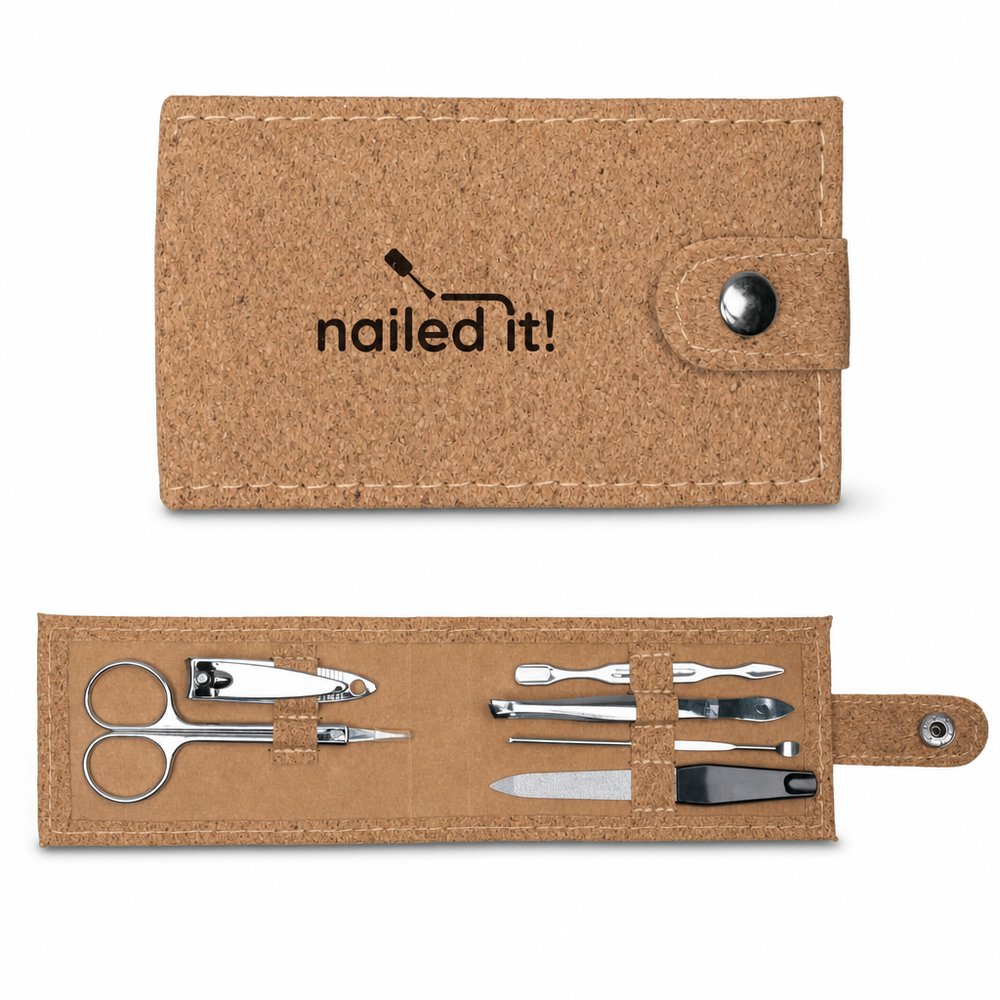 Cork Manicure Set — Seven-Piece Travel Grooming Kit
