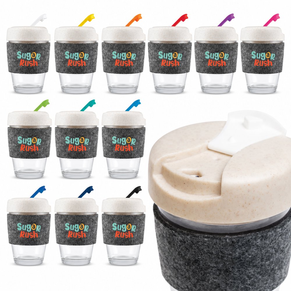 Vienna Eco Glass Coffee Cup with RPET Band