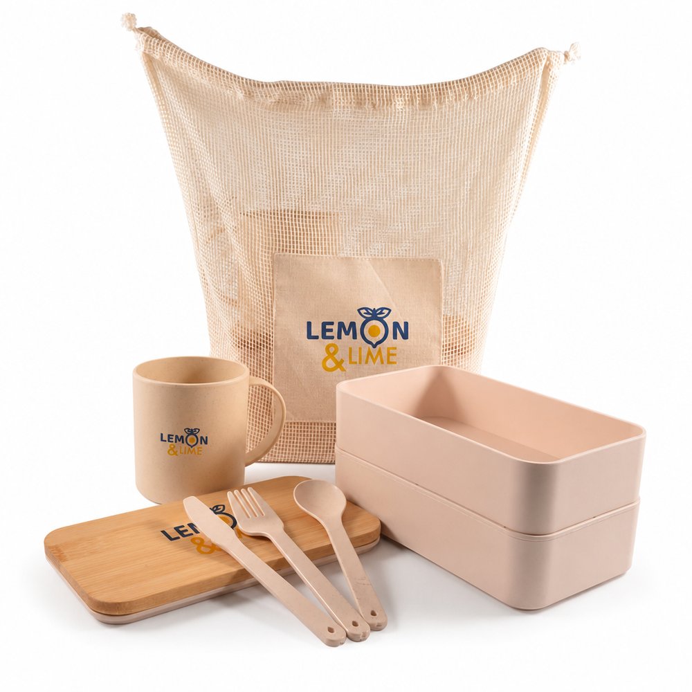 Eco Pack — Mesh Bag, Lunch Box, Wheat Mug